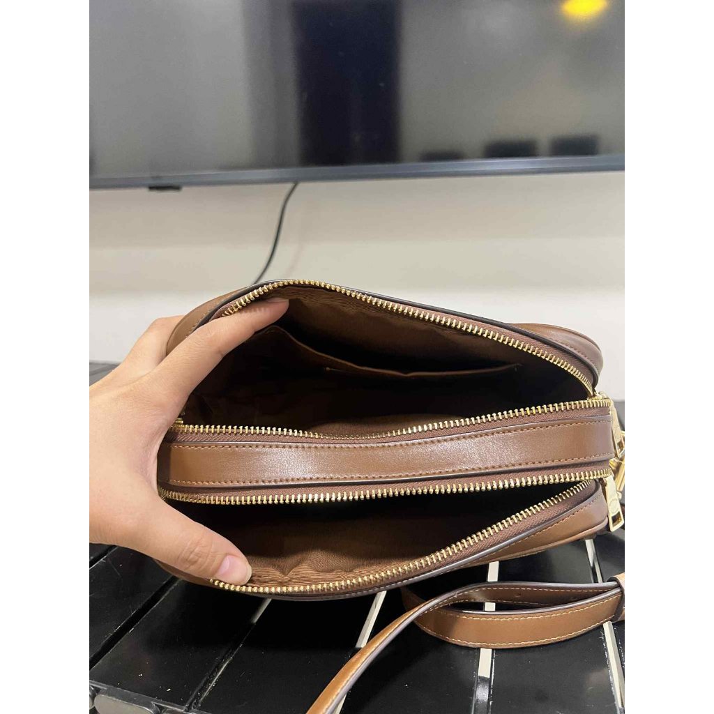 ORIG Preloved CCH RARE Jes Crossbody Camera Double Zip Khaki Brown Bag