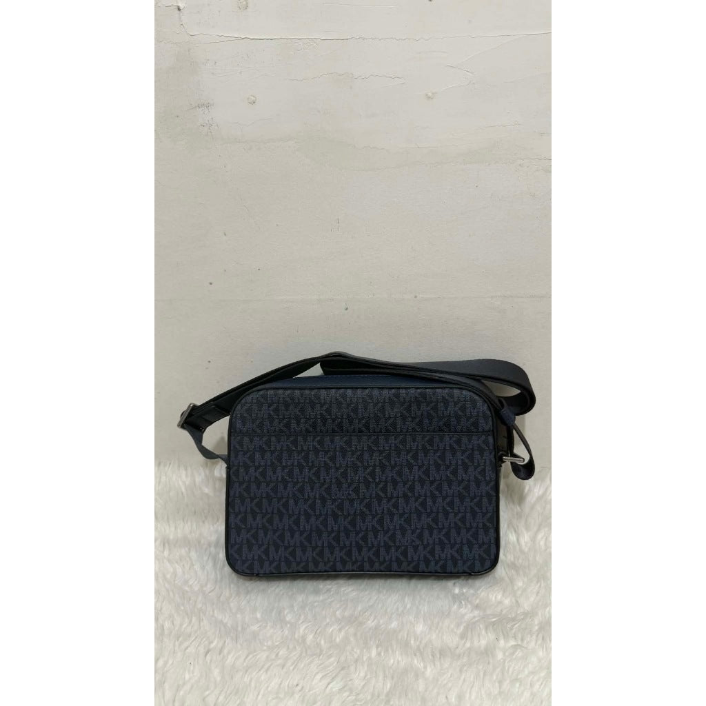 ORIG & IMPORTED MK Cooper Logo Stripe and Faux Leather Crossbody Men Blue Bag