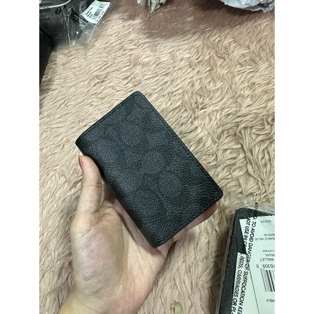 ORIG & IMPORTED CCH ID Wallet In Signature Canvas Small Men Card Holder Wallet