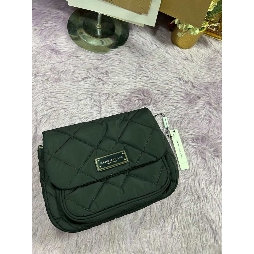 ORIG & IMPORTED MJ Quilted Nylon Utility Messenger Bag in Black
