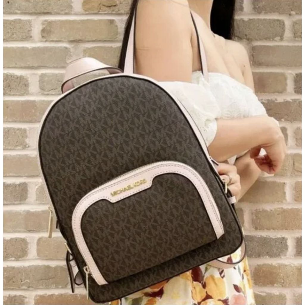 ORIG & IMPORTED MK Jaycee Medium Logo Backpack Bag in Brown/Pink