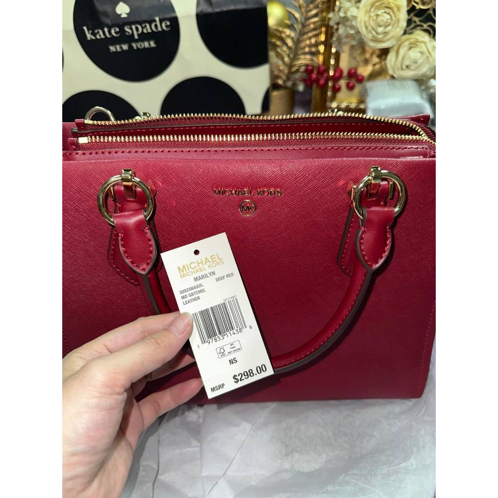 ORIG & IMPORTED MK Retail Marilyn Medium Saffiano Leather Satchel Red Bag