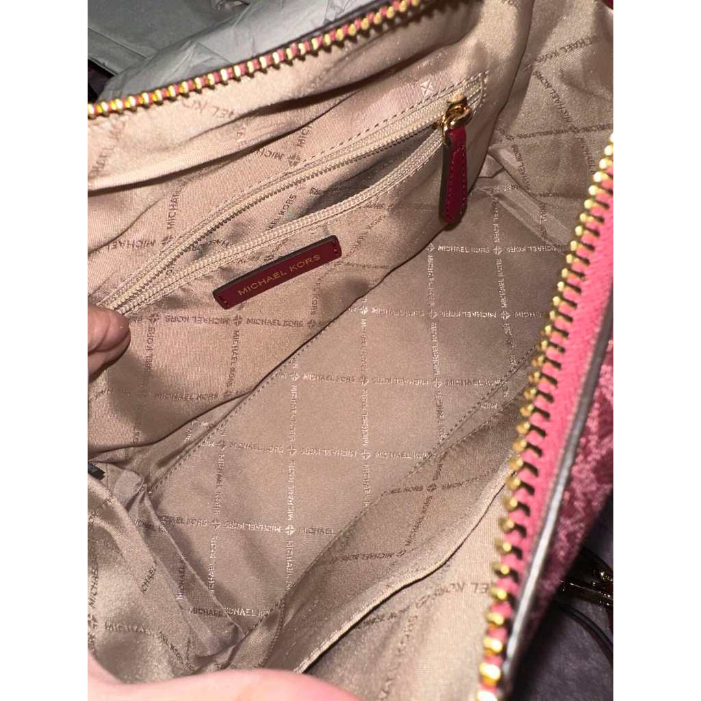 ORIG Preloved MK Carine Medium Logo Satchel Maroon Bag