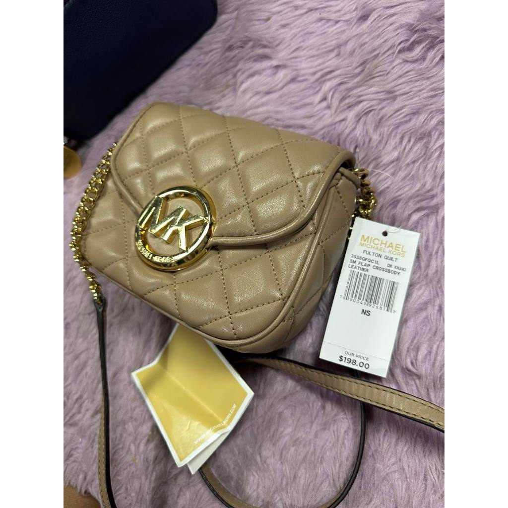 ORIG Preloved MK Fulton Small Quilted Leather Beige Crossbody Bag