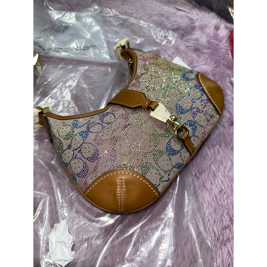 ORIG & IMPORTED Retail CCH Hamptons Crystal Signature Rainbow Jacquard Shoulder Bag