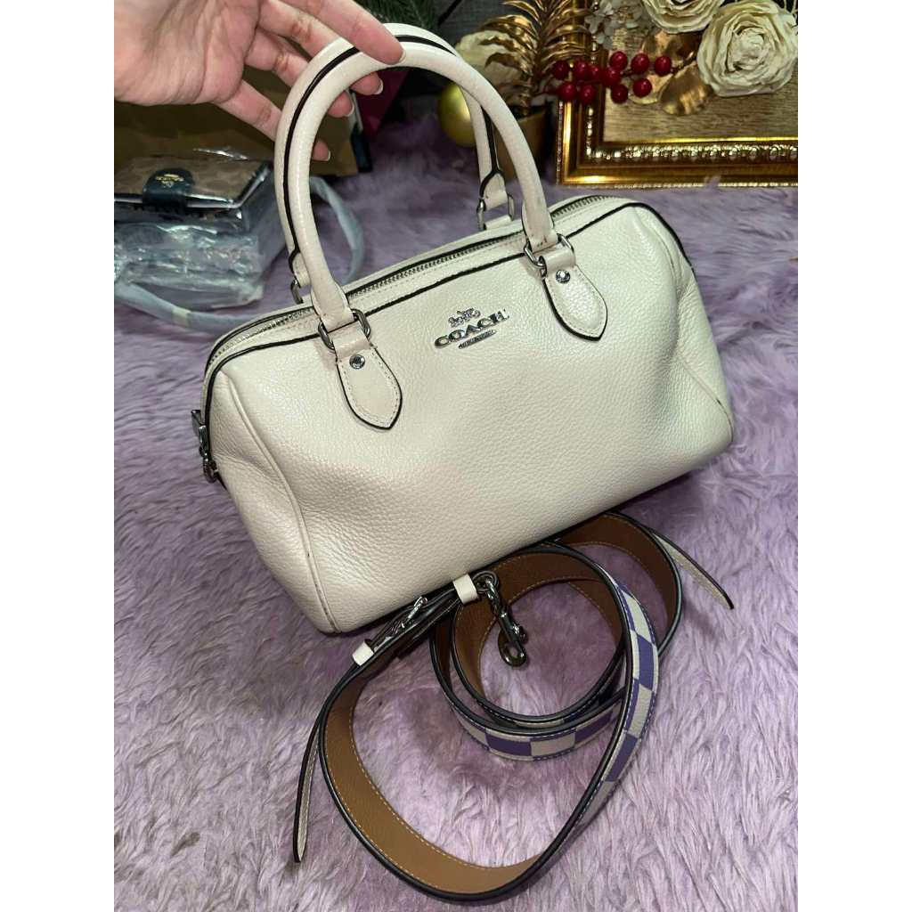 ORIG Preloved CCH Rowan Satchel White Bag With Thick Purple Strap