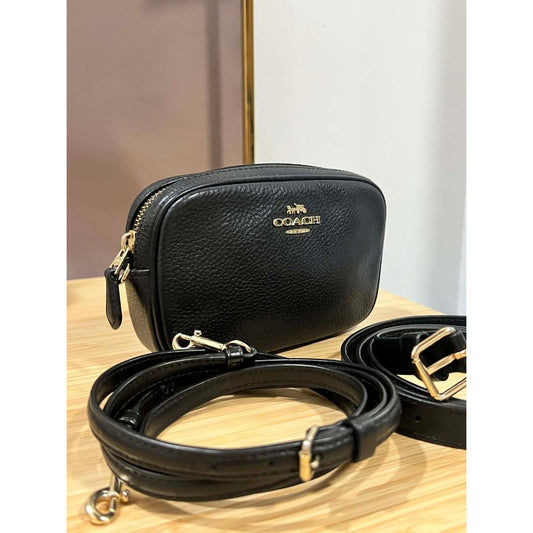 ORIG Preloved CCH  Black Pebbled Leather Convertible Belt Mini Bag