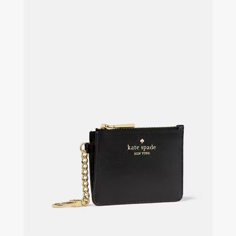 ORIG & IMPORTED KS Spade with Key Ring Card Holder Small Pink/Black Wallet