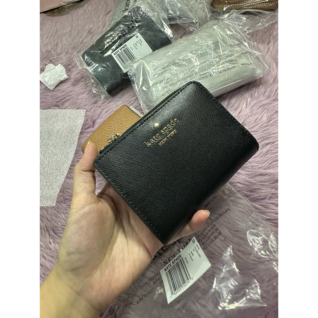 ORIG & IMPORTED KS Small L-Zip Compact Wallet Black/Brown/Spade Beige