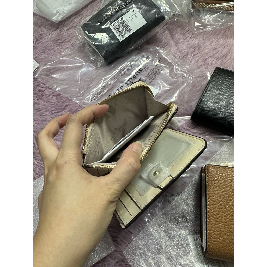 ORIG & IMPORTED KS Small L-Zip Compact Wallet Black/Brown/Spade Beige