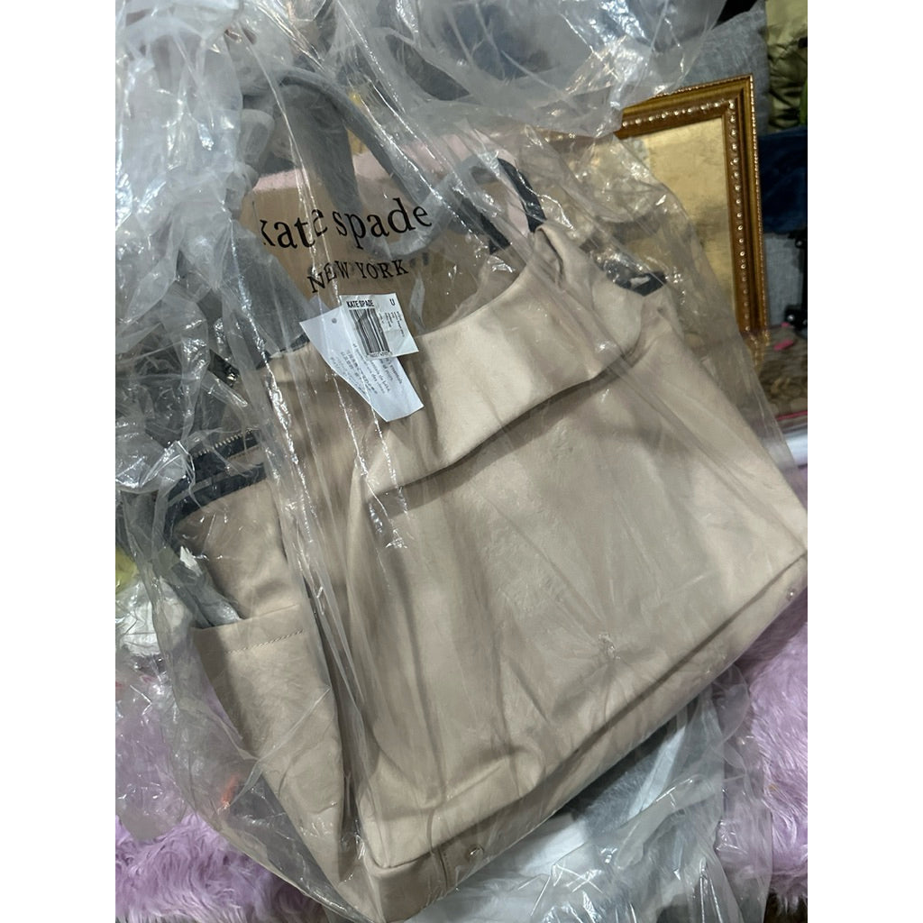 ORIG & IMPORTED KS Large Chelsea Baby Nylon Black Bag Beige