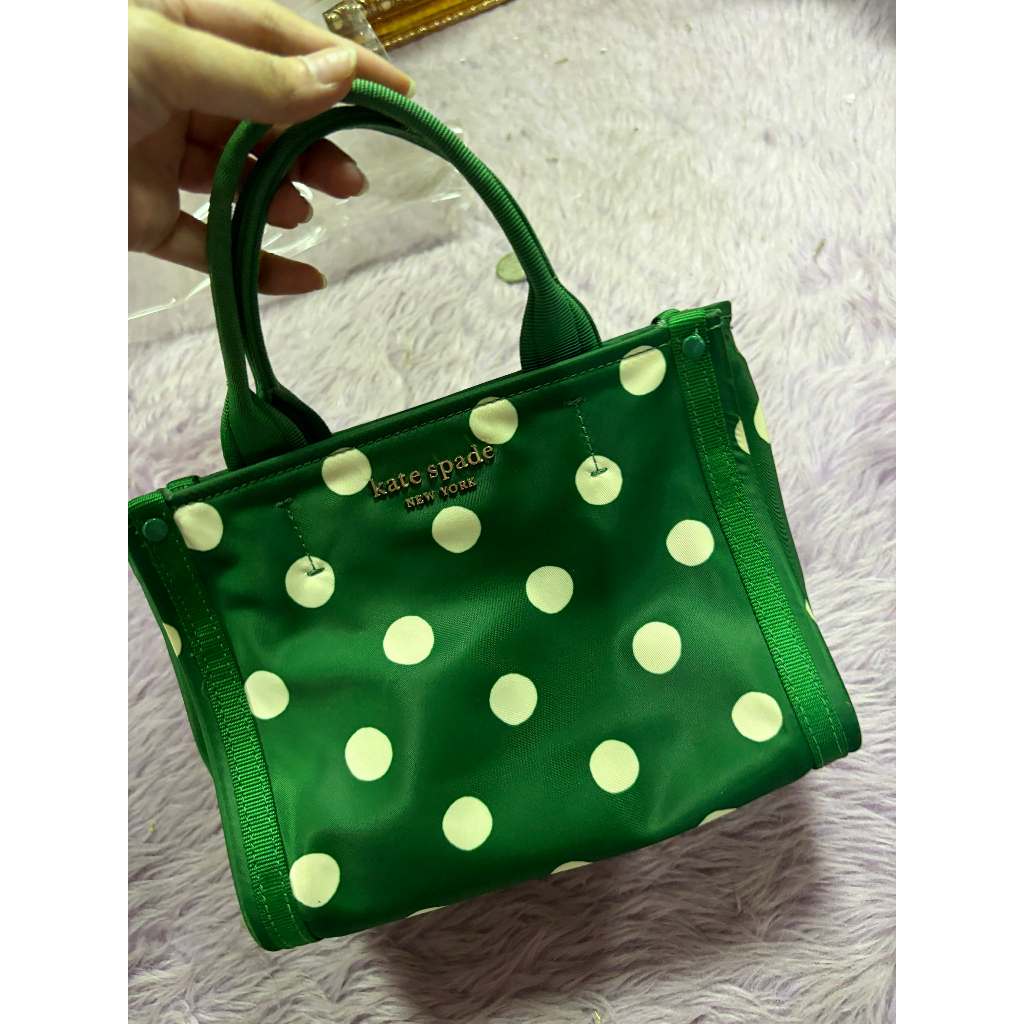 ORIG PRELOVED KS the little better sam sunshine dot mini tote nylon bag GREEN