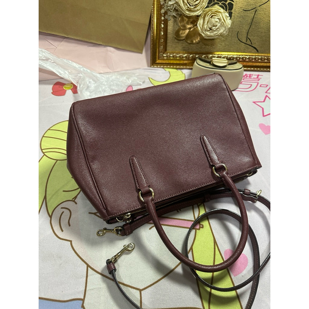 ORIG Preloved Coach Surrey Carryall Medium Satchel Wine Red Bag