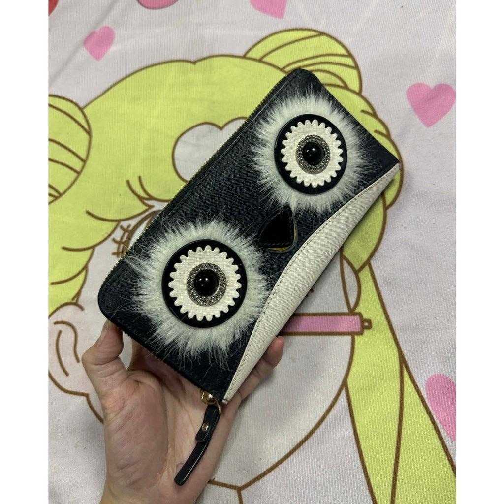 ORIG Preloved KS Dashing Penguin Lacey Long Black Cute Wallet
