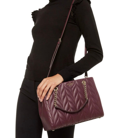 ORIG Preloved KS Meena Briar Lane Quilted Tote Red Maroon Bag