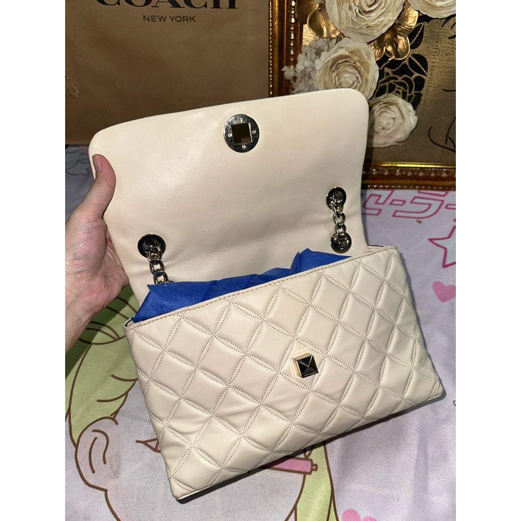 ORIG Preloved KS Natalia Medium Flap Shoulder Bag in White Cream Bag