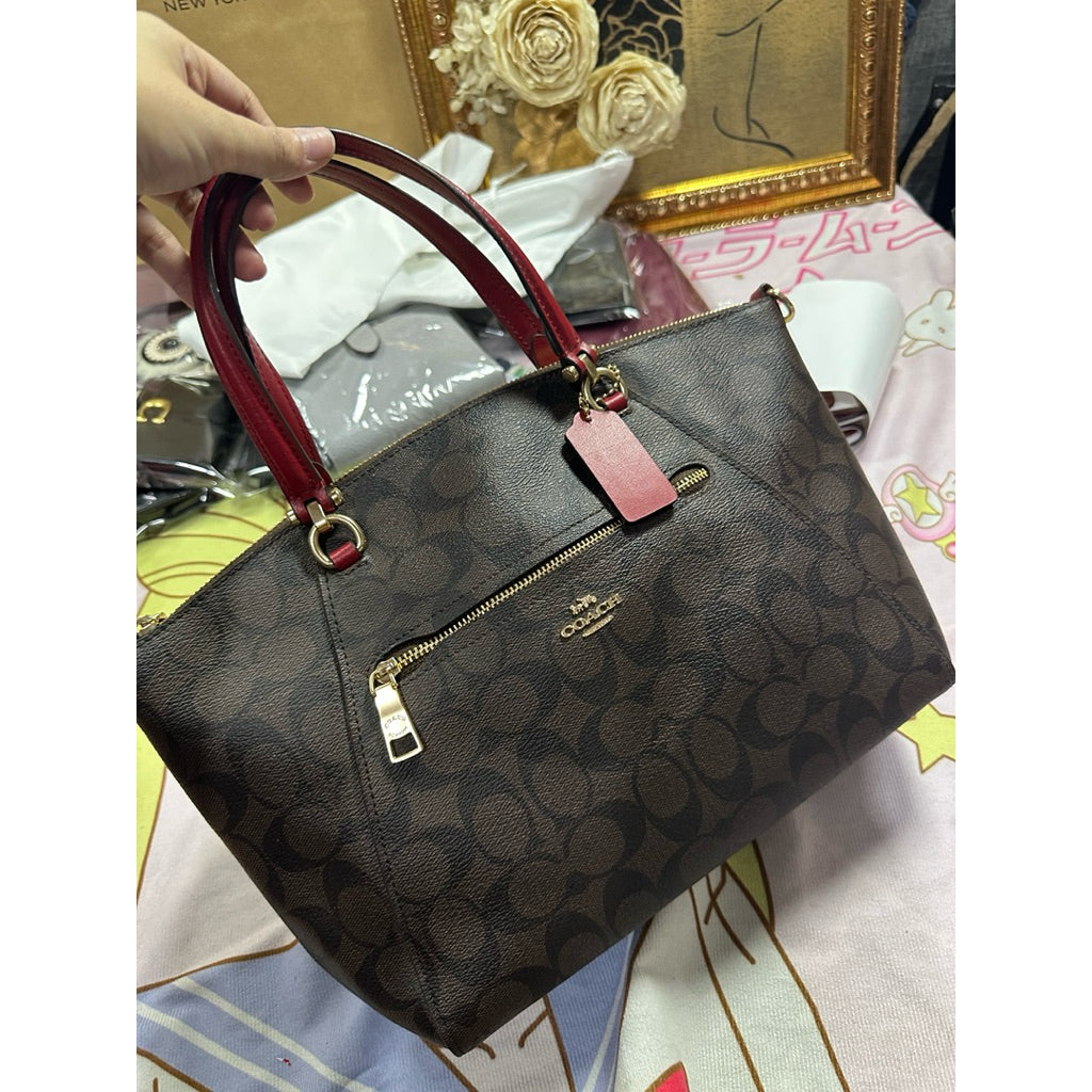 ORIG Preloved CCH Prairie Satchel In Signature Canvas Brown/Red Bag