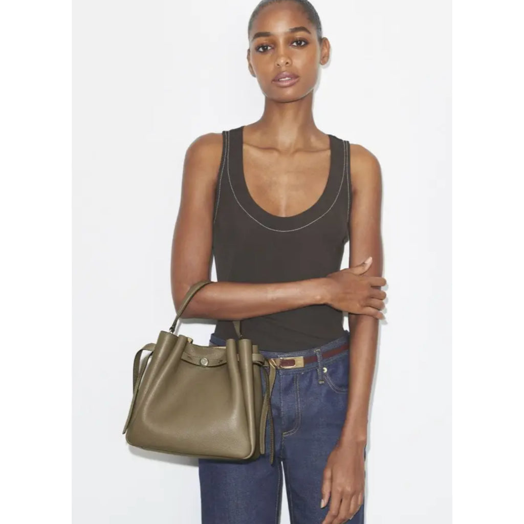 ORIG & IMPORTED TB Small Romy Top Handle Bucket Bag WILD MUSHROOM BROWN