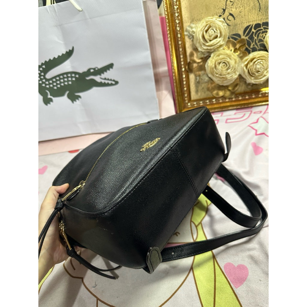ORIG Preloved RARE CCH Jordyn Backpack Black/Brown Bag In Signature Canvas