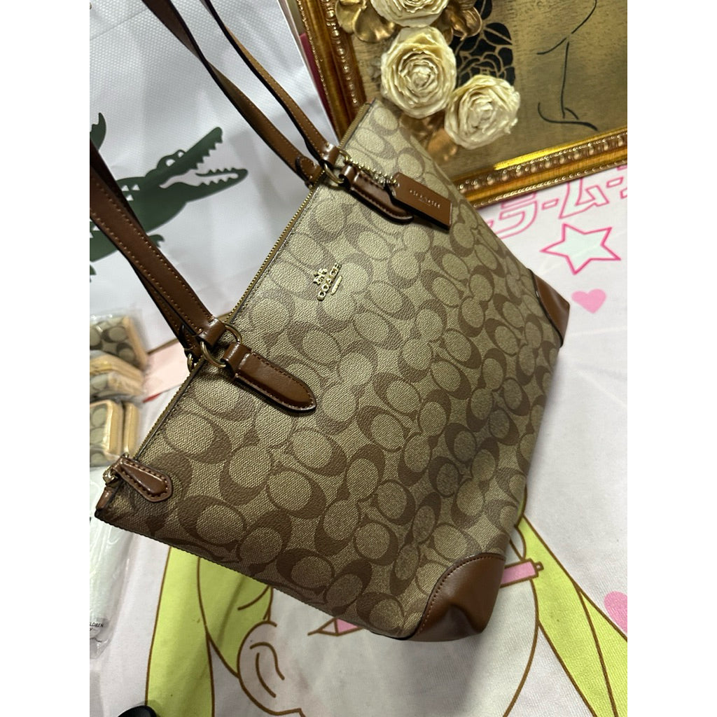 ORIG Preloved CCH RARE Zip Top Tote Khaki Brown Medium Bag
