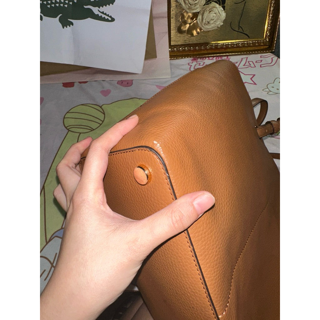 ORIG Preloved WITH FLAW MK Bedford Medium Top Zip Pocket Tote Brown Bag