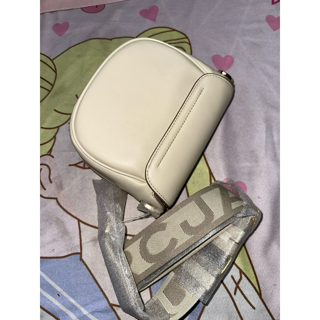 ORIG & IMPORTED MJ The Saddle Crossbody White Flap Bag
