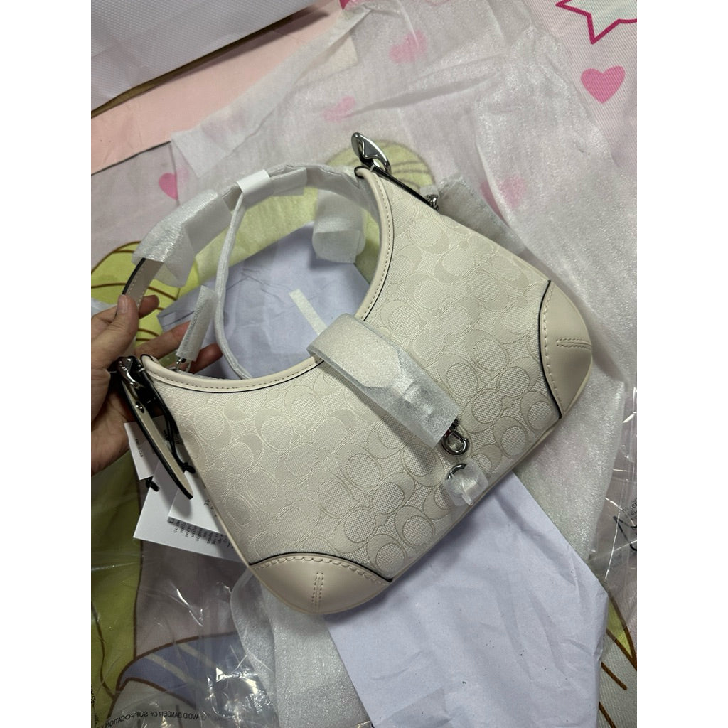 ORIG & IMPORTED Retail CCH Hamptons Hobo White Bag In Signature Jacquard