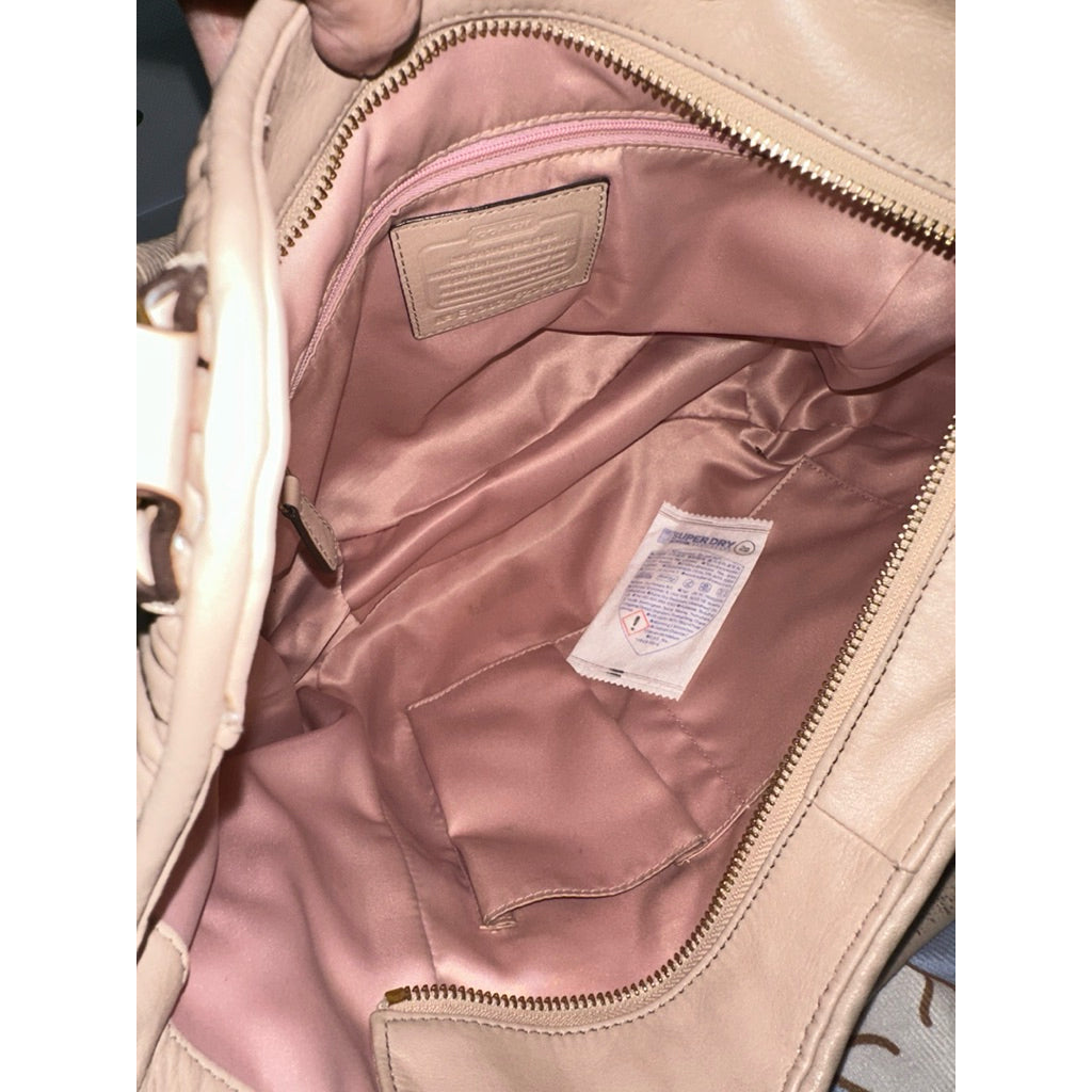 ORIG Preloved RARE CCH Ashley Gathered Leather Shoulder Tote Beige Taupe Bag