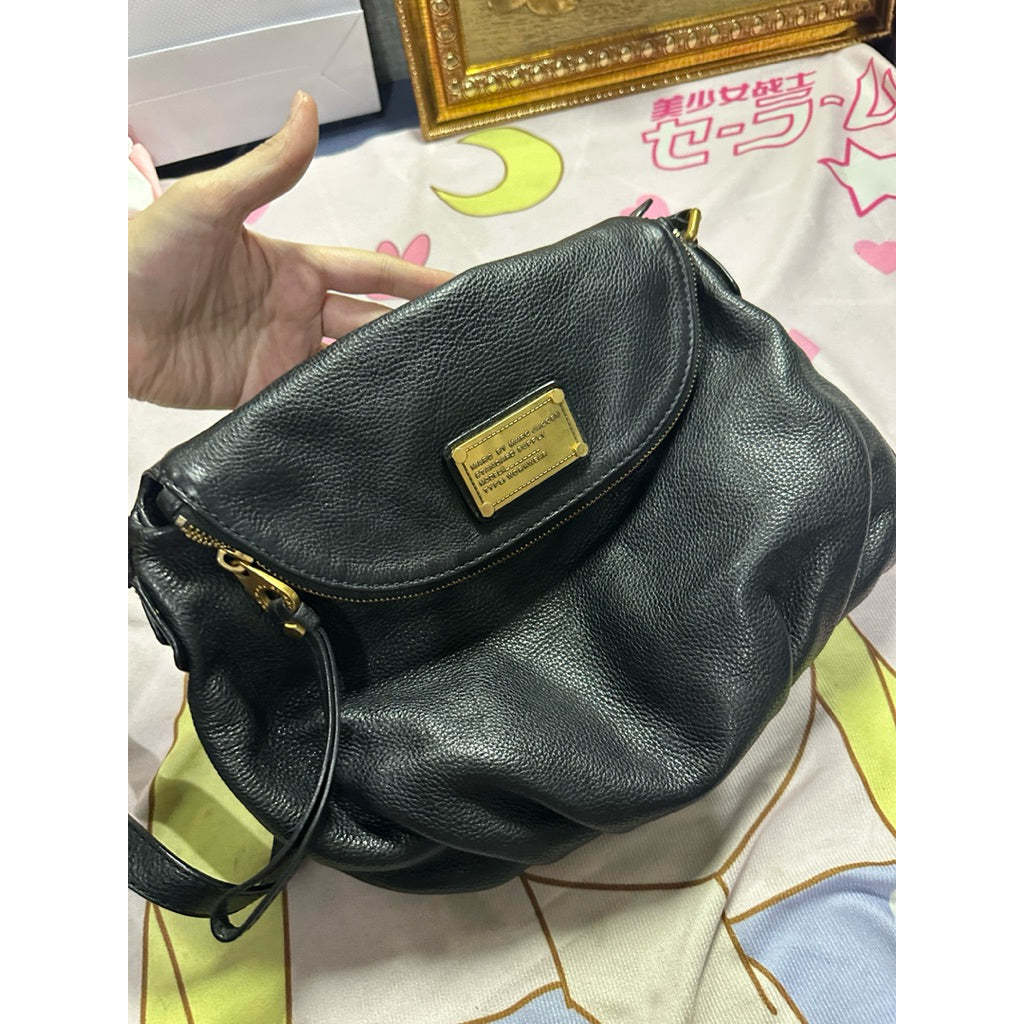 ORIG Preloved MJ Black Leather Classic Q Natasha Crossbody Bag