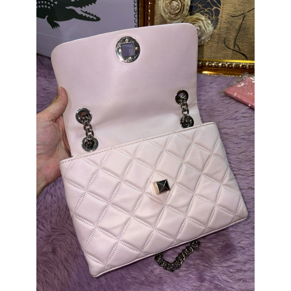 ORIG Preloved KS Natalia Small Flap Crossbody Bag in a quilted light pink