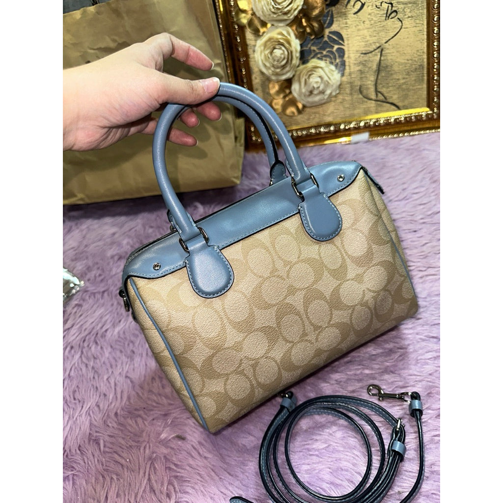 ORIG Preloved CCH Mini Bennett In Light Khaki/Blue Satchel Bag