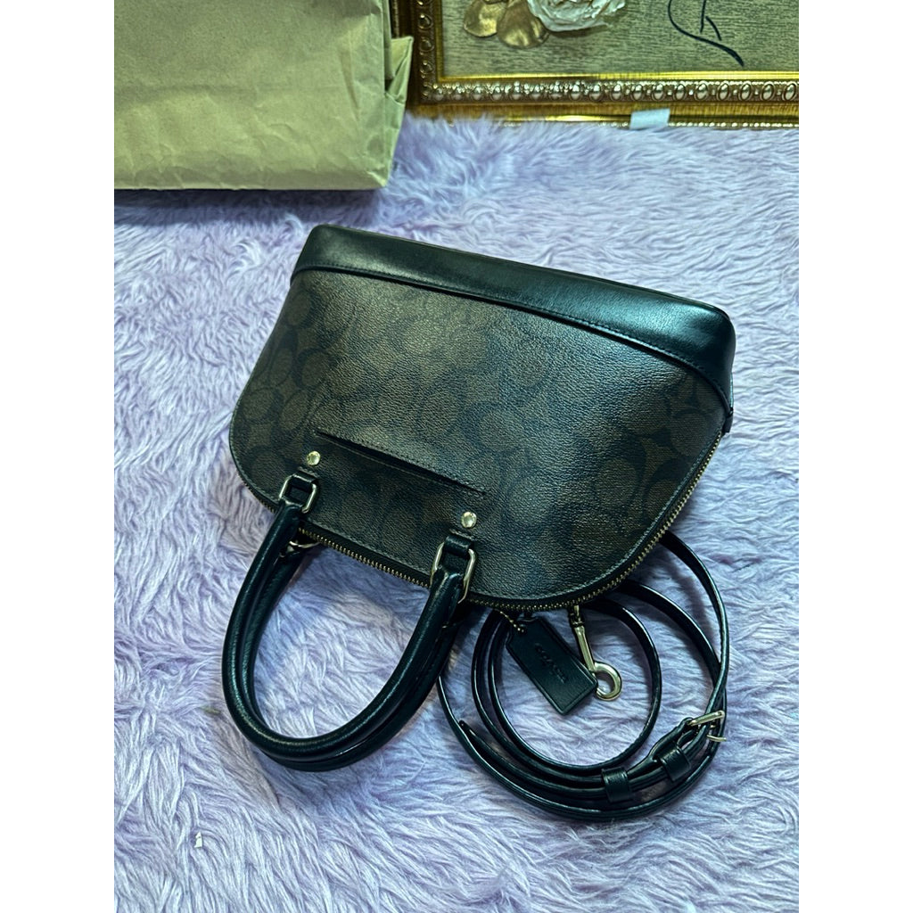 ORIG Preloved CCH Mini Sierra Dome Satchel Signature Brown Black Bag