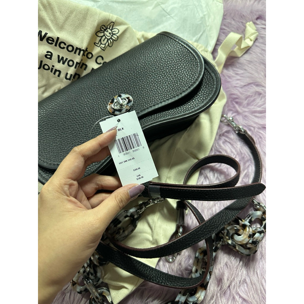 ORIG & IMPORTED Retail CCH Wavy Dinky Black Shoulder Bag In Coachtopia Leather