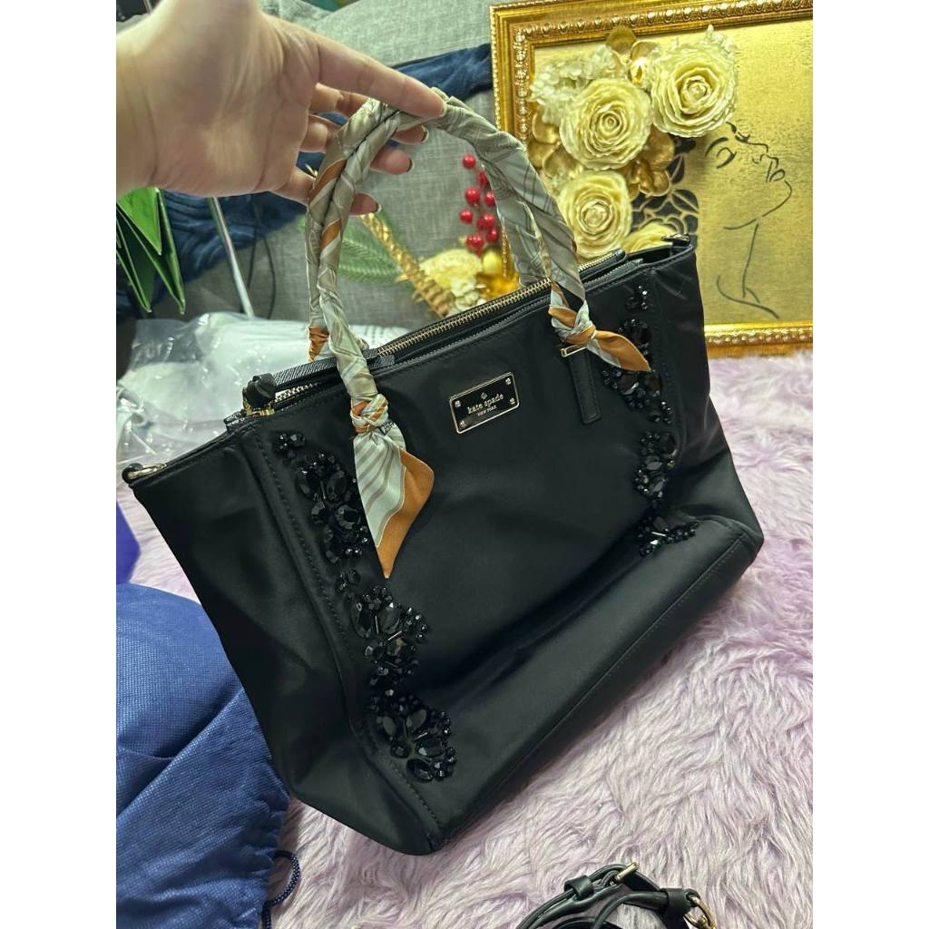 ORIG Preloved KS Wilson Road Alyse Tote Nylon Crossbody Black Bag