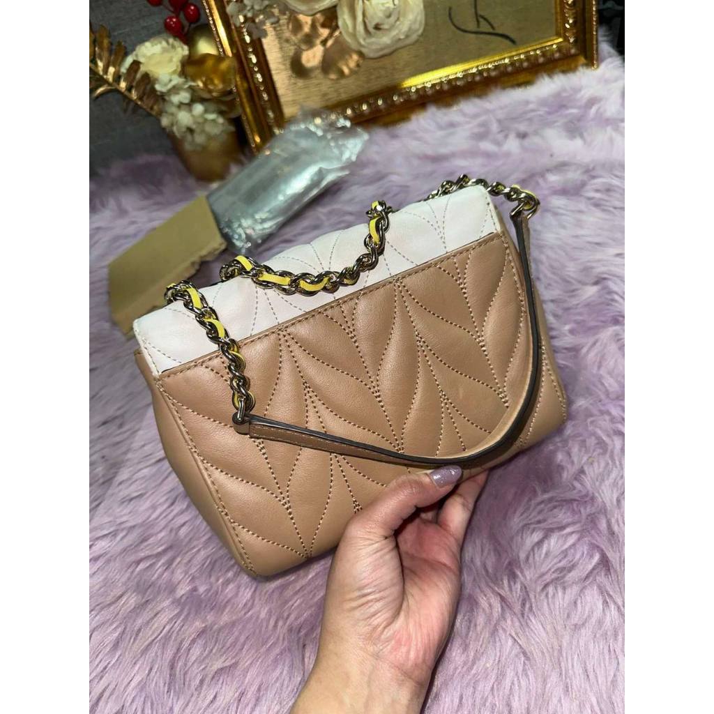 ORIG Preloved KS Emelyn Mini Briar Lane Quilted Chain Crossbody Brown Bag