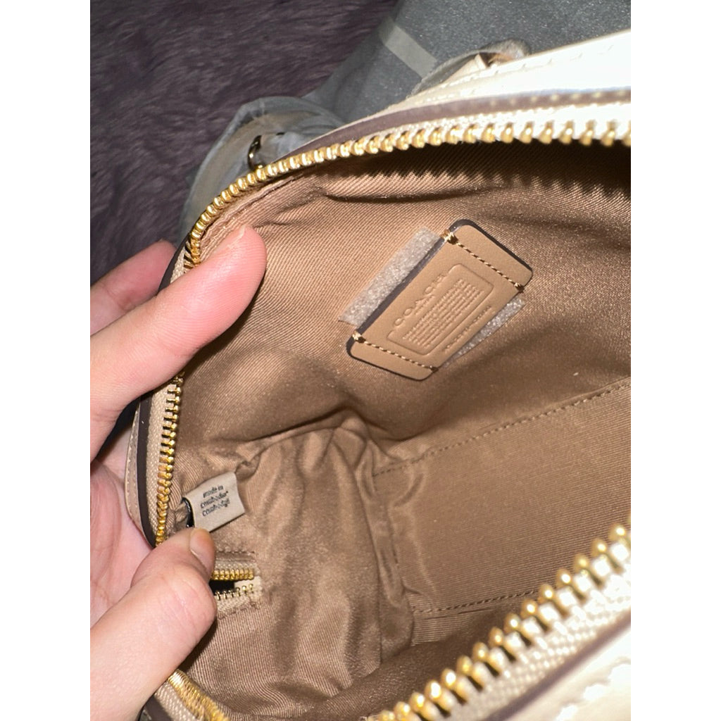 ORIG & IMPORTED CCH Mini Rowan Satchel Bag In Blocked Signature Canvas Light Khaki