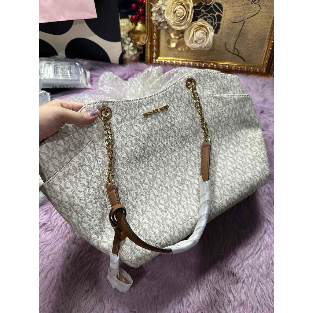 ORIG & IMPORTED MK Jet Set Large White Signature Logo Tote Bag