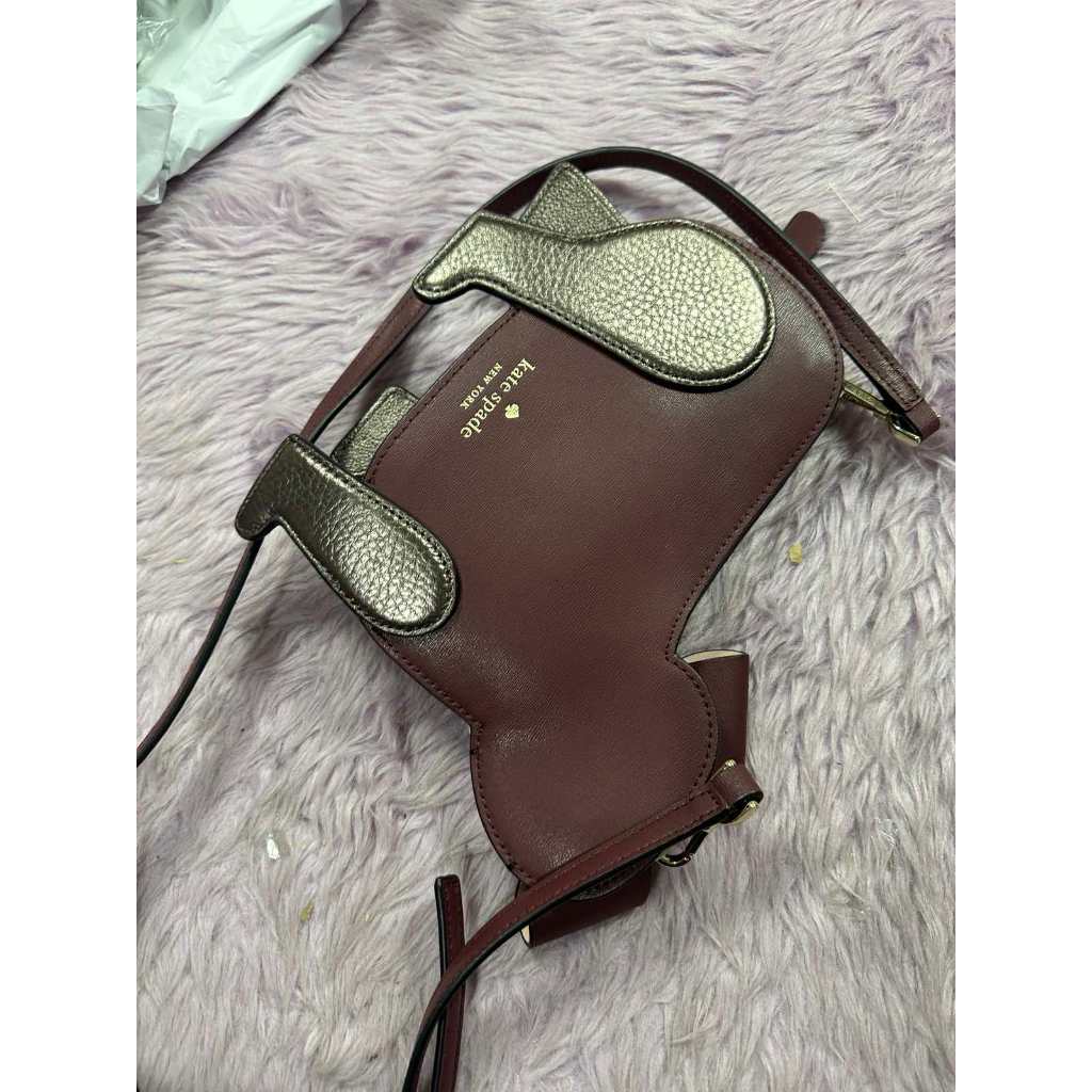 ORIG Preloved KS Floral Pup Dog Crossbody Red Bag Cherrywood