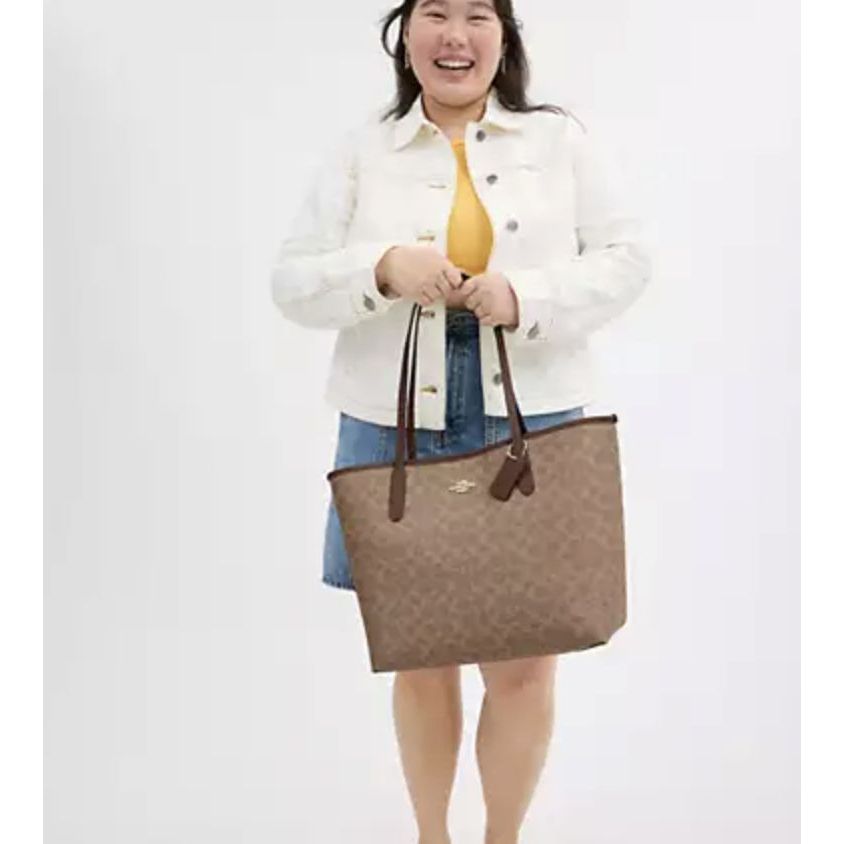 ORIG & IMPORTED CCH City Tote Large Bag In Signature Canvas Khaki Brown