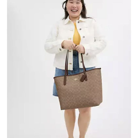 ORIG & IMPORTED CCH City Tote Large Bag In Signature Canvas Khaki Brown