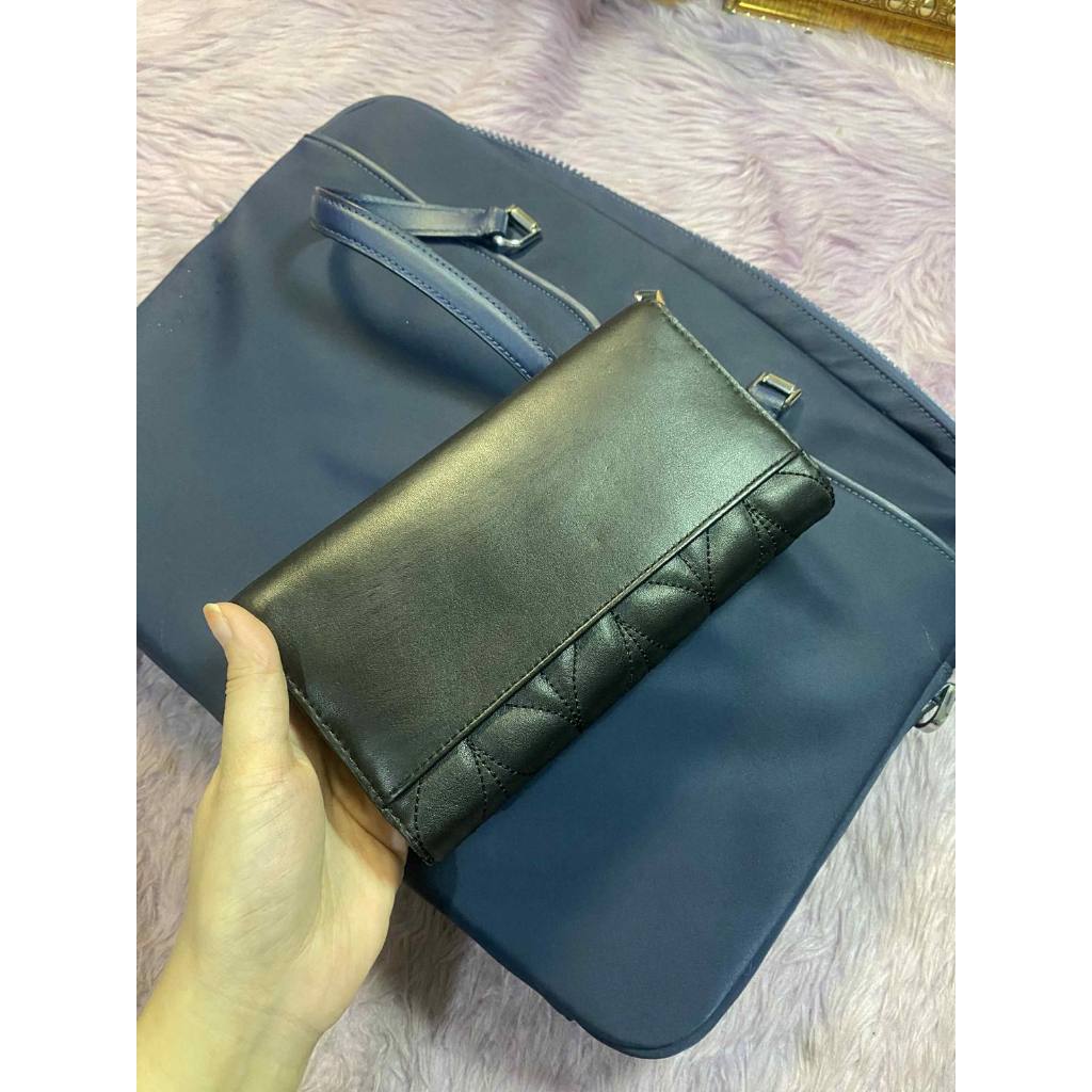 ORIG Preloved KS Briar Lane Quilted Black Leather Chain Black Long Wallet