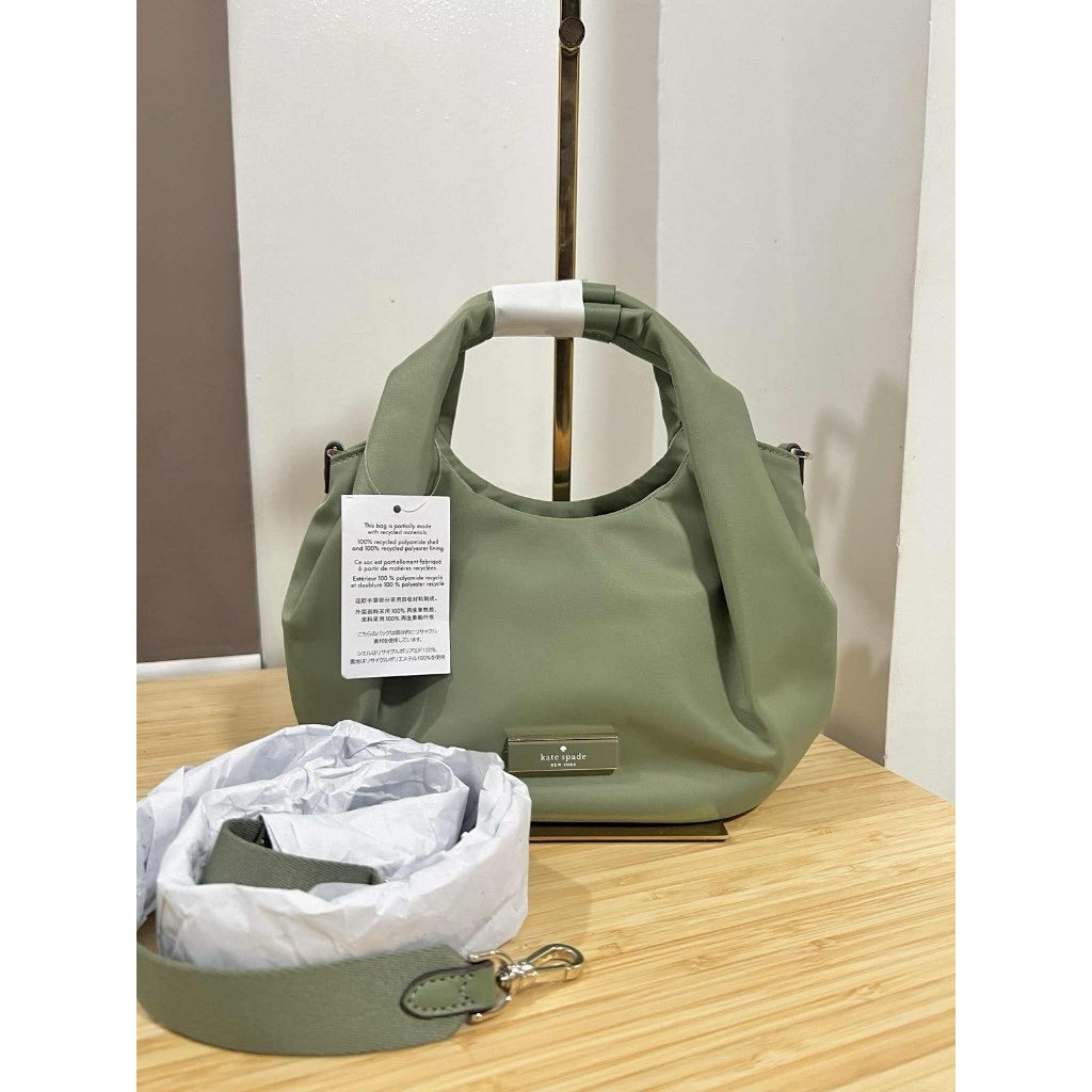 ORIG & IMPORTED KS Carter Nylon Small Pleated Crossbody Green/Black/Taupe/Purple/Pink Bag