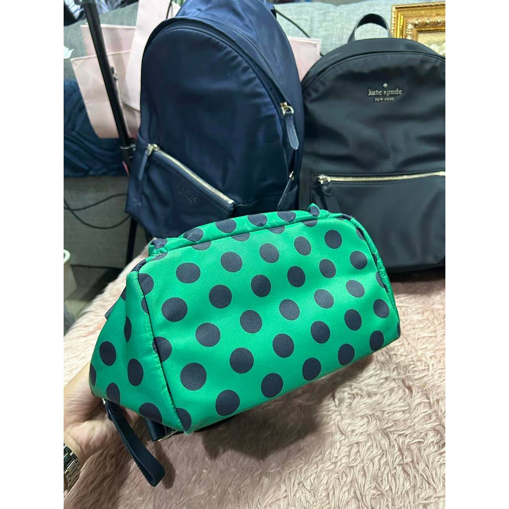 ORIG Preloved KS Chelsea Delightful Dot Medium Backpack Green Nylon Bag