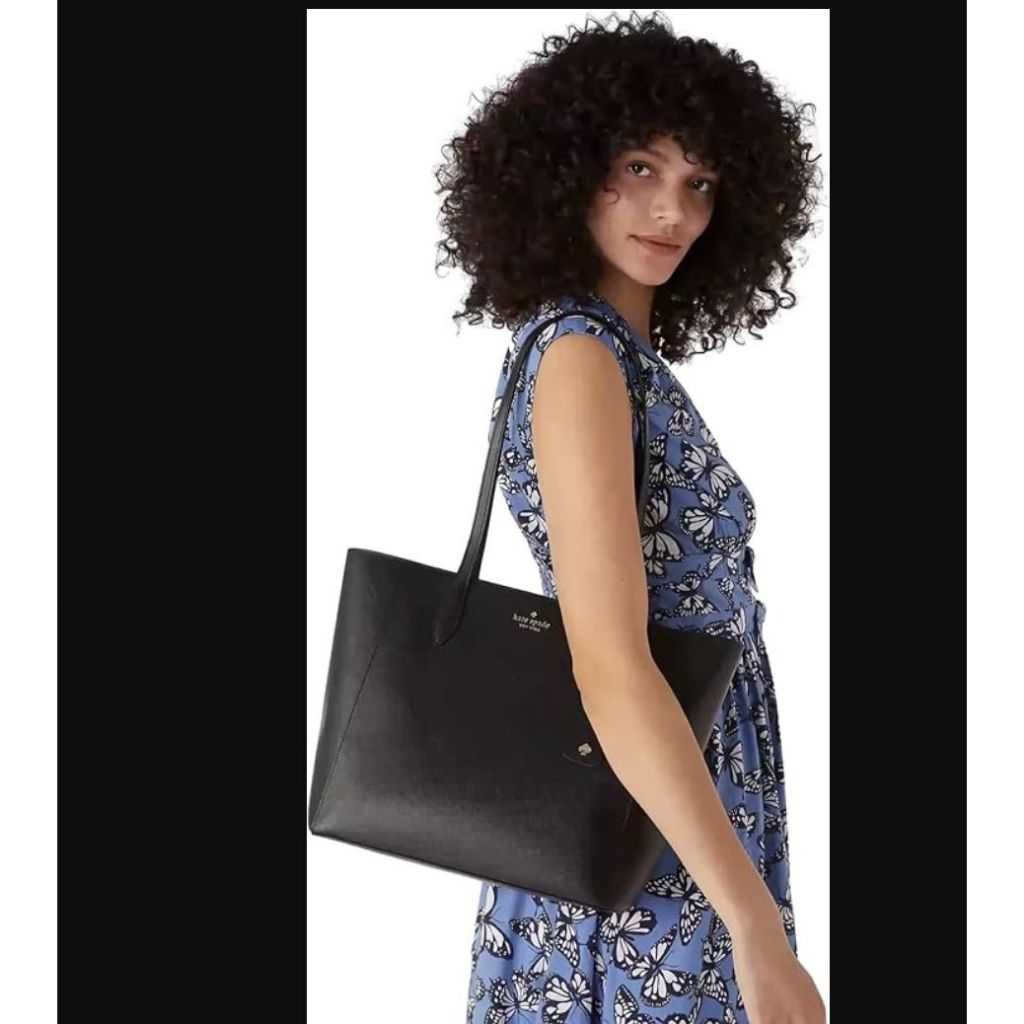 ORIG & IMPORTED KS Dana Saffiano Leather Large Black Tote Bag