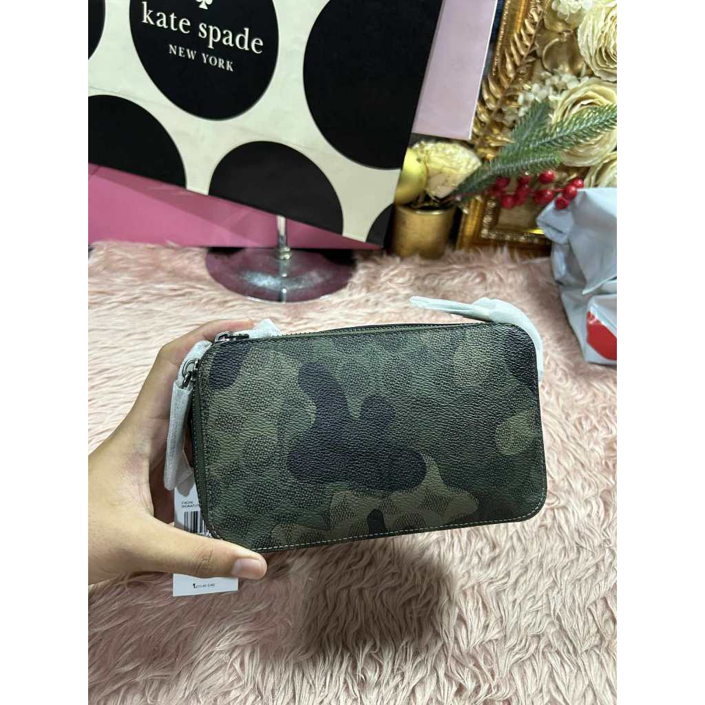 ORIG & IMPORTED CCH Charter Slim Crossbody Men Green Bag In Signature Camo Print with pouch