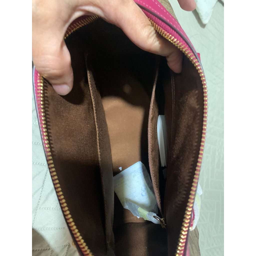 ORIG & IMPORTED CCH Rowan Top Zip Satchel Bag in Signature Canvas (Khaki / Pink)