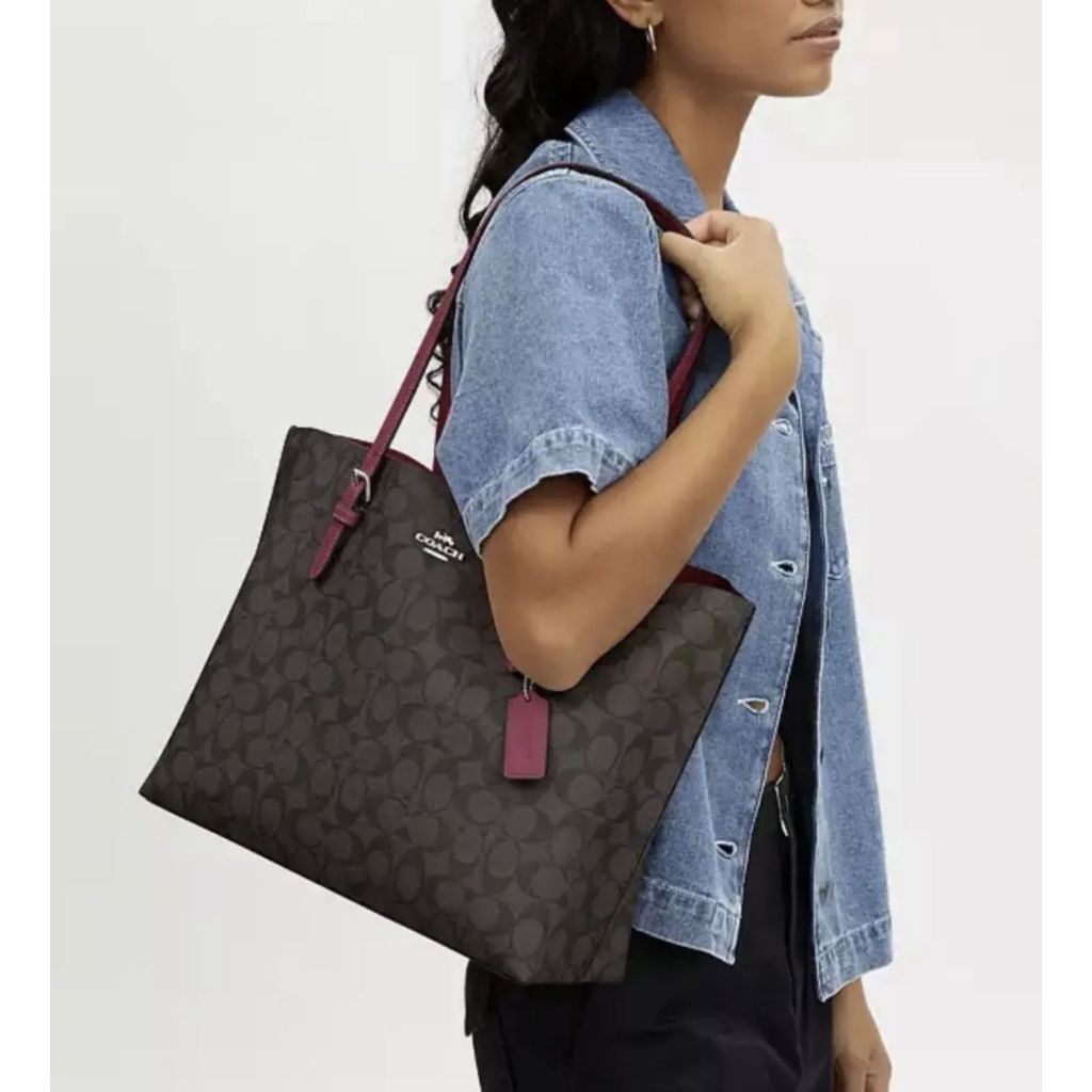 ORIG Preloved CCH Mollie Tote Large Brown/Purple Bag In Signature Canvas
