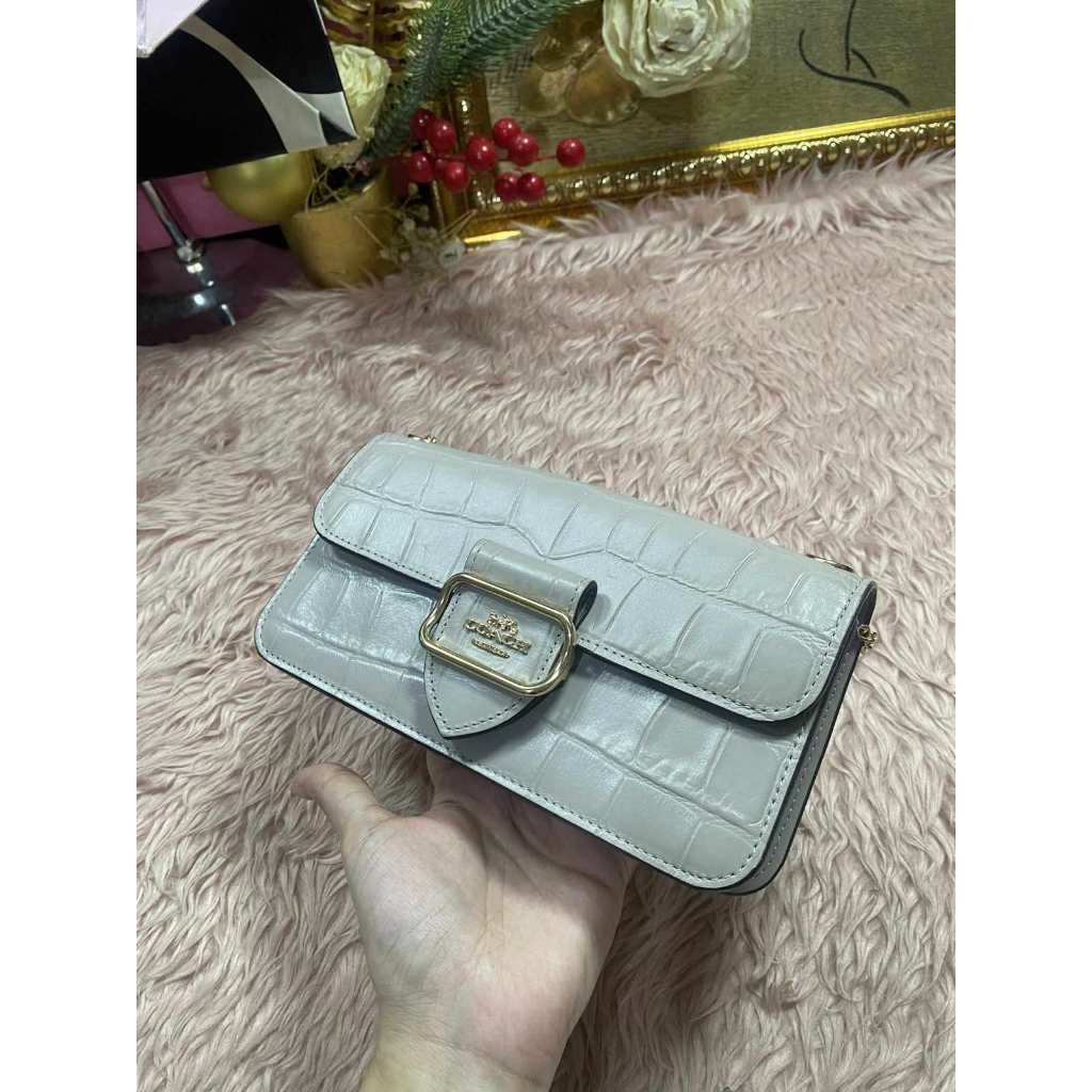 ORIG Preloved Coach Morgan Crossbody Small Grey Birch Shoulder Chain Bag