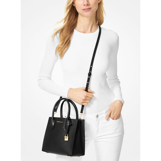 SALE!  MK Mercer Medium Saffiano Leather Messenger Crossbody Bag - Black