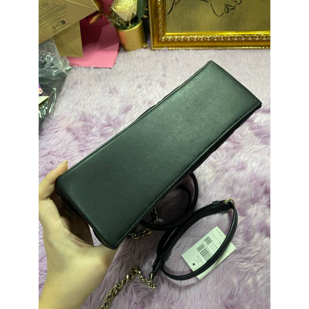 ORIG Preloved KS Natalia Top Handle Satchel Quilted Black Bag